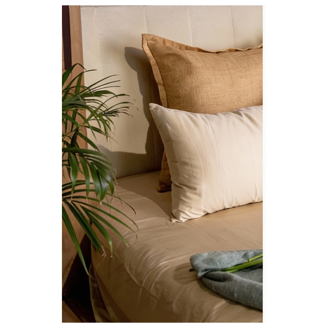 Beige Solid Cotton Bed Sheet (Set of 3)
