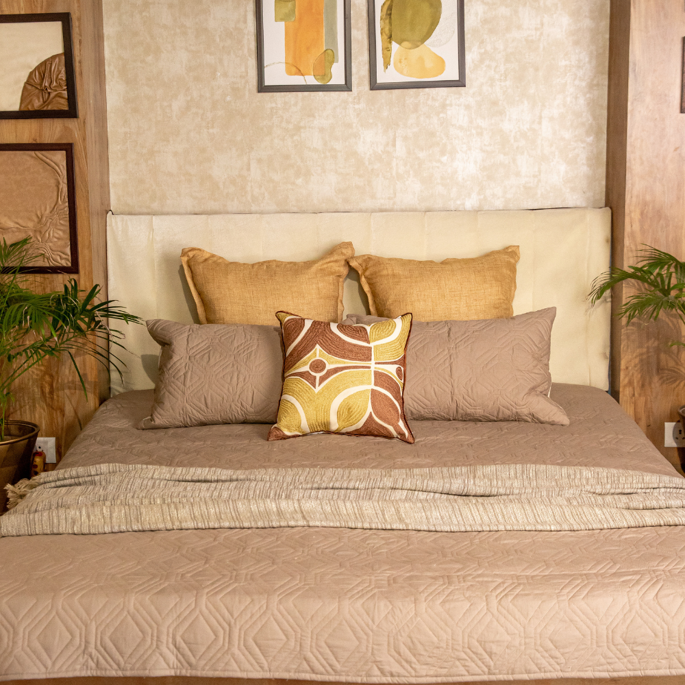 Beige Luxurious Quilted Bedspread (Set of 3)