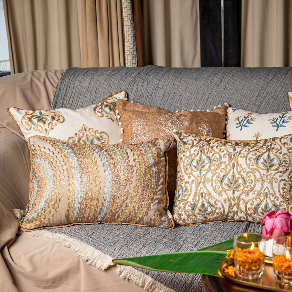 Crewel Floral Cushion Cover