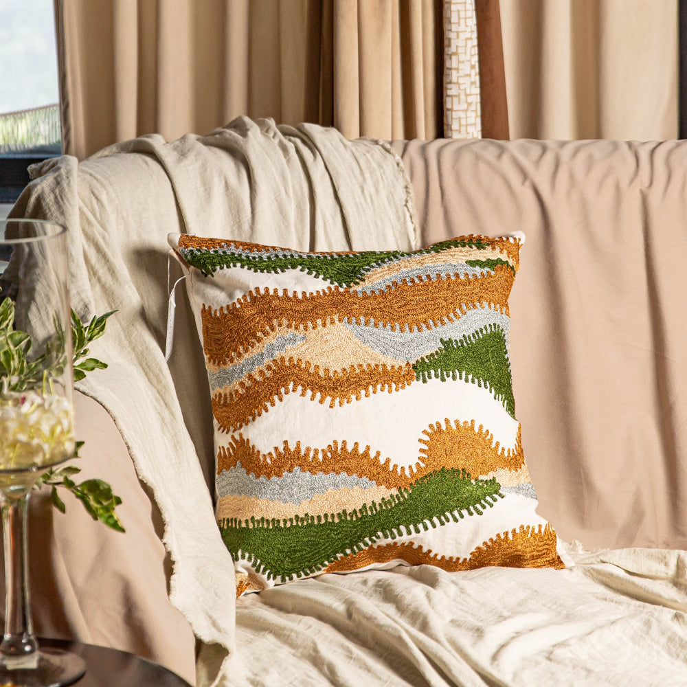 Floral Crewel Monotone Cushion