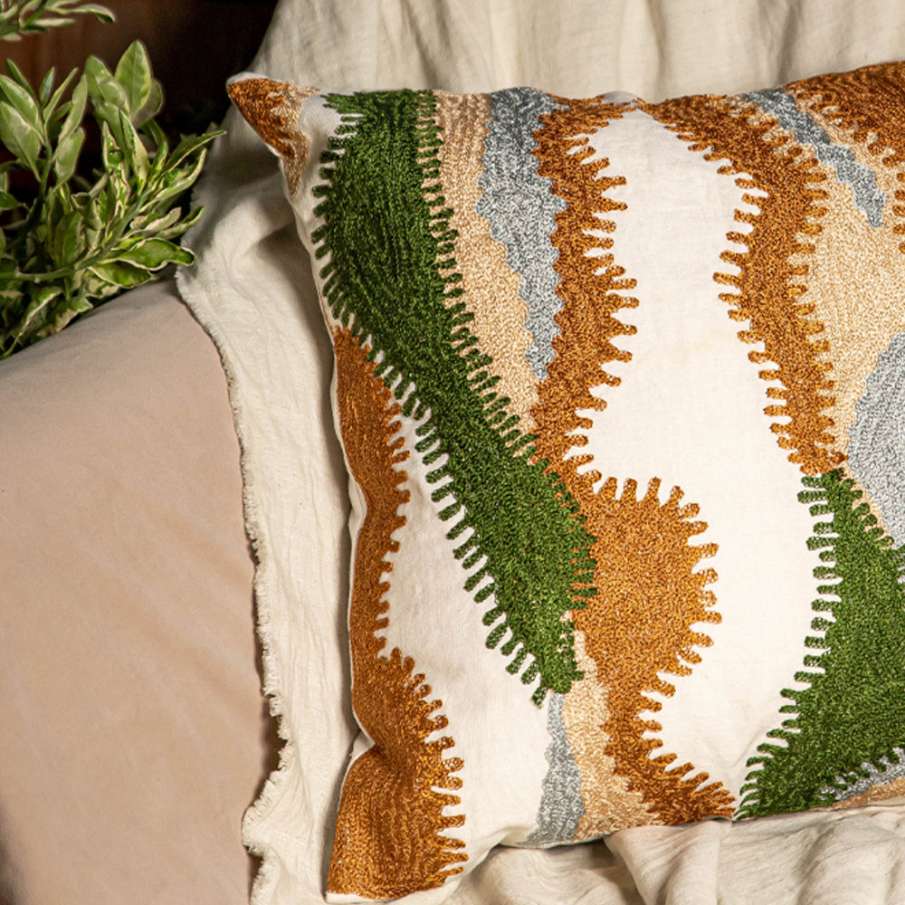 Floral Crewel Monotone Cushion