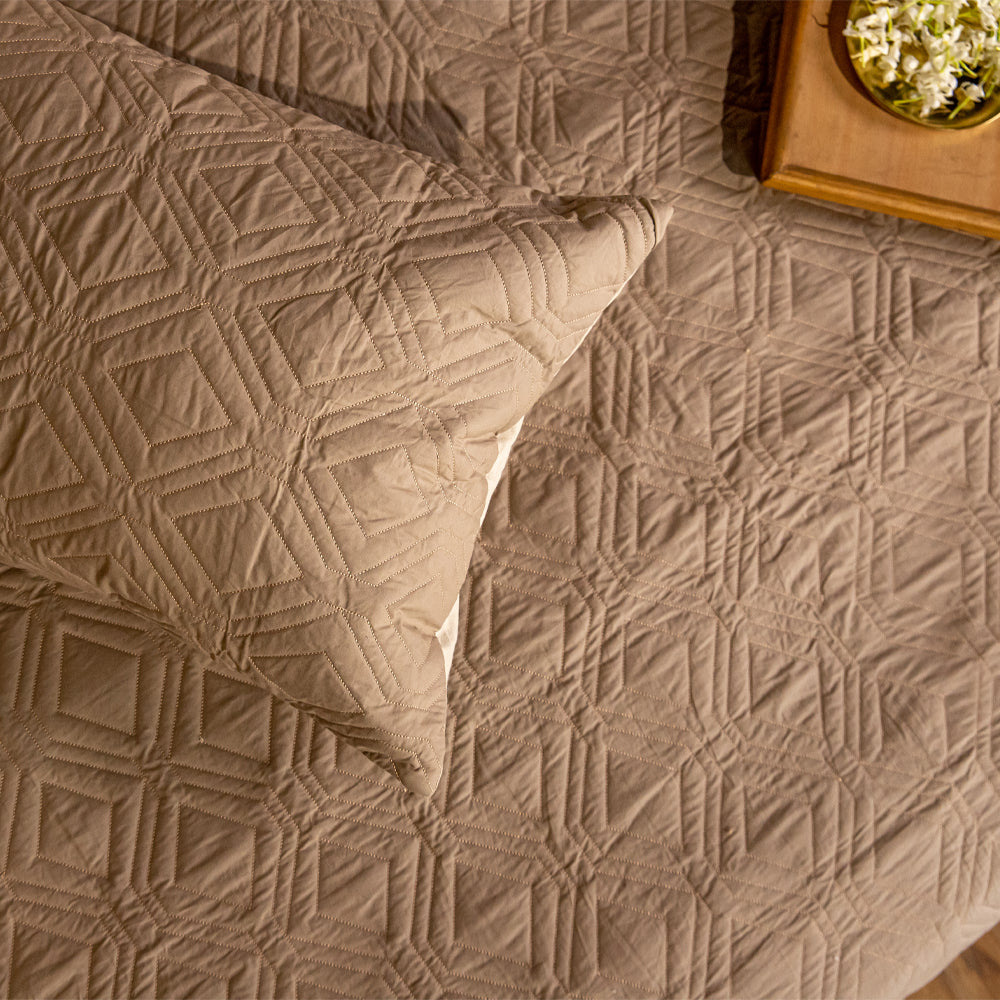 Beige Luxurious Quilted Bedspread (Set of 3)