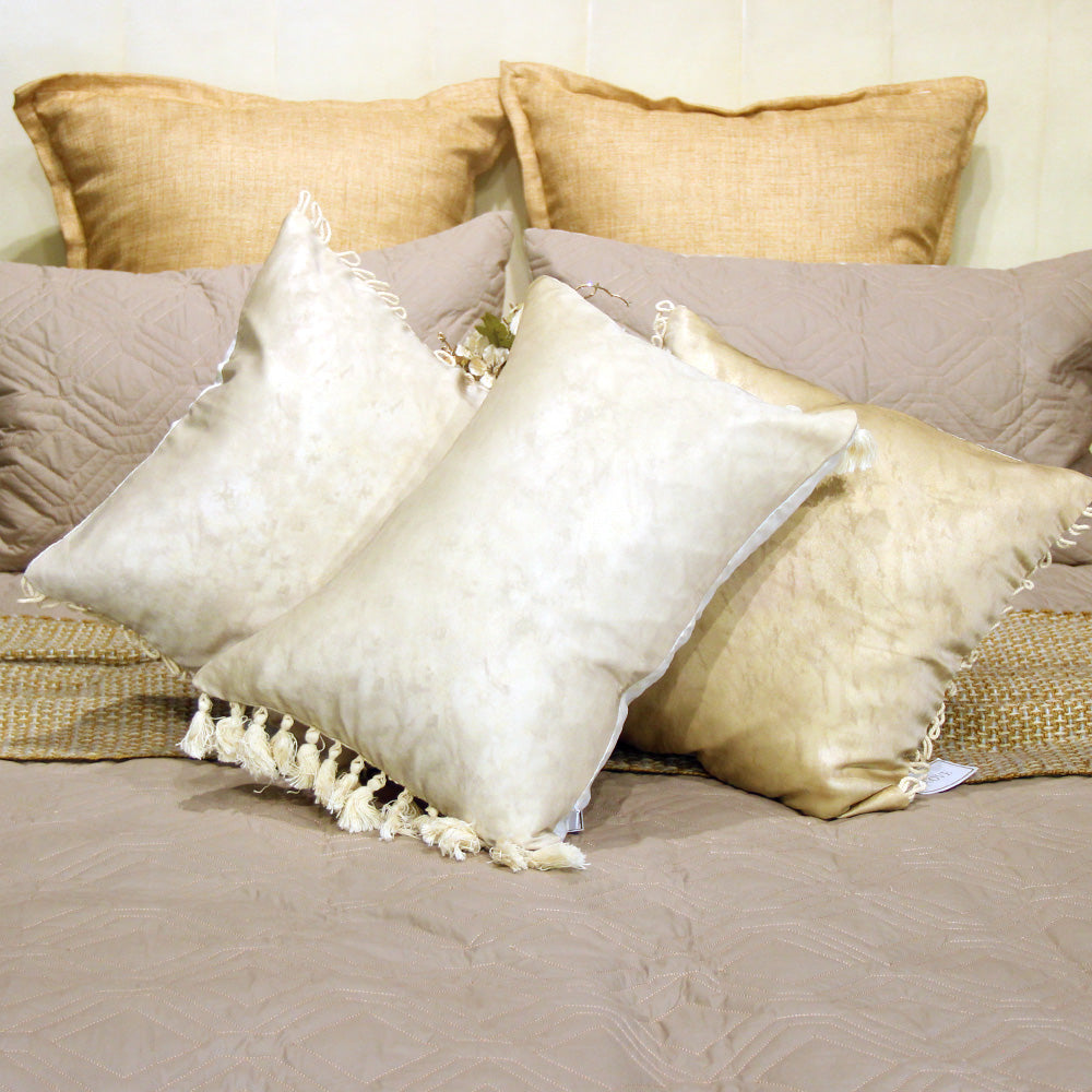 Cream marble loop lace cushion