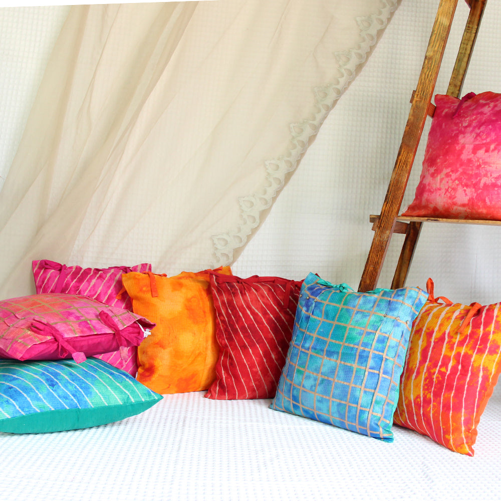 Blue kota cotton cushion cover