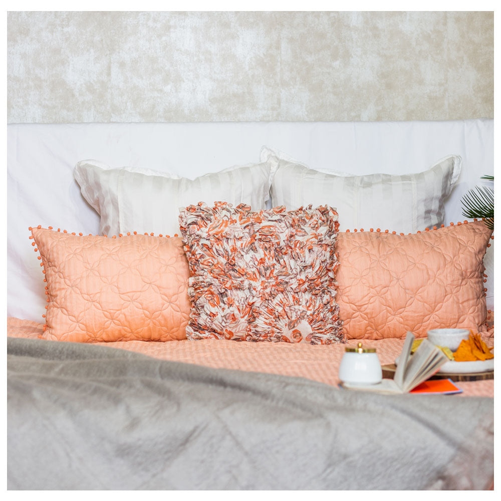 Peach Quilted Bedspread (Set Of 3)