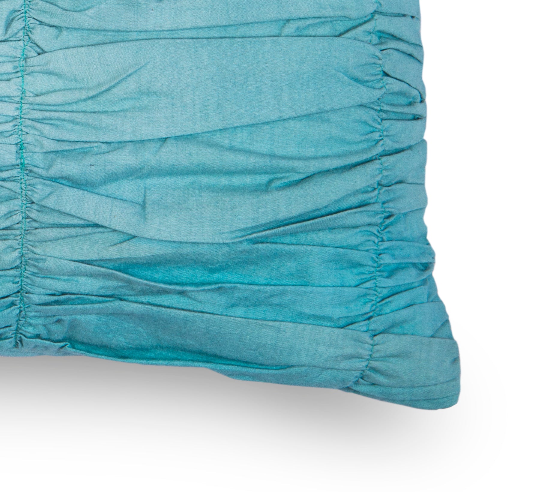Sea green gathering cushion cover