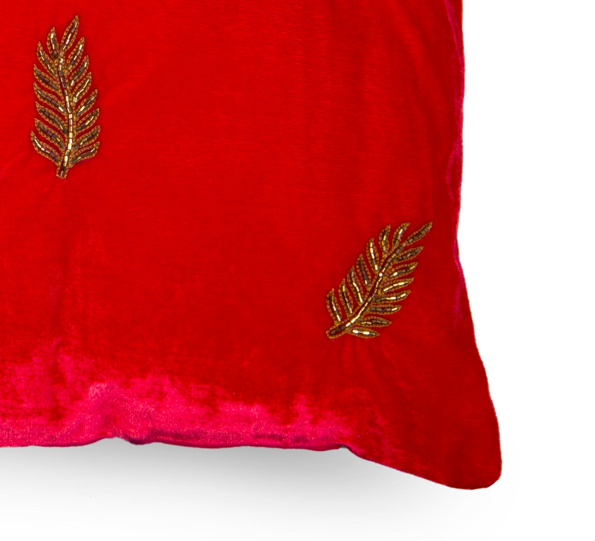 Red Foliage embroidered cushion
