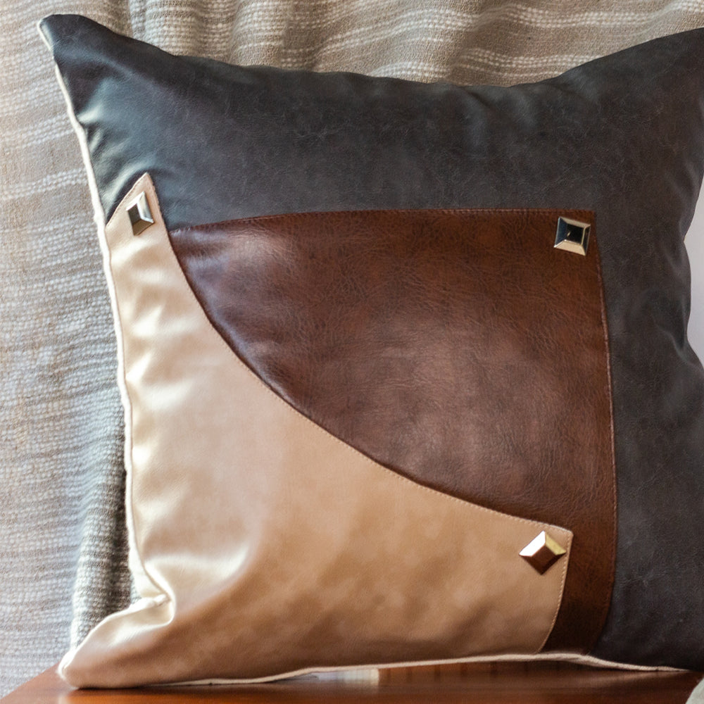 Matte Studded Leatherette Cushion Cover