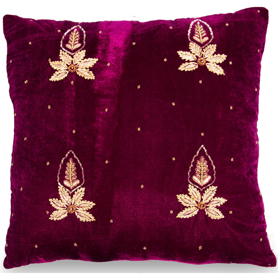 Pink velvet zardozdi  cushion cover