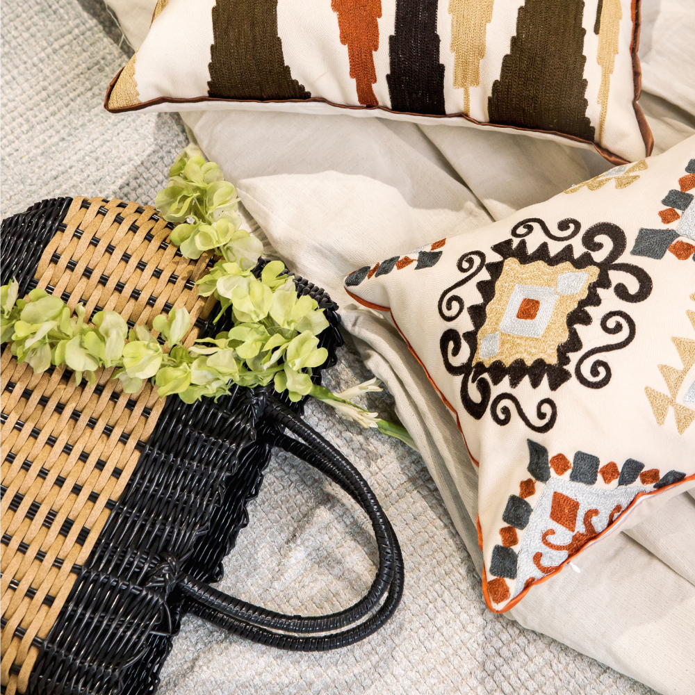 Kilim Aari Lumbar Cushion Cover