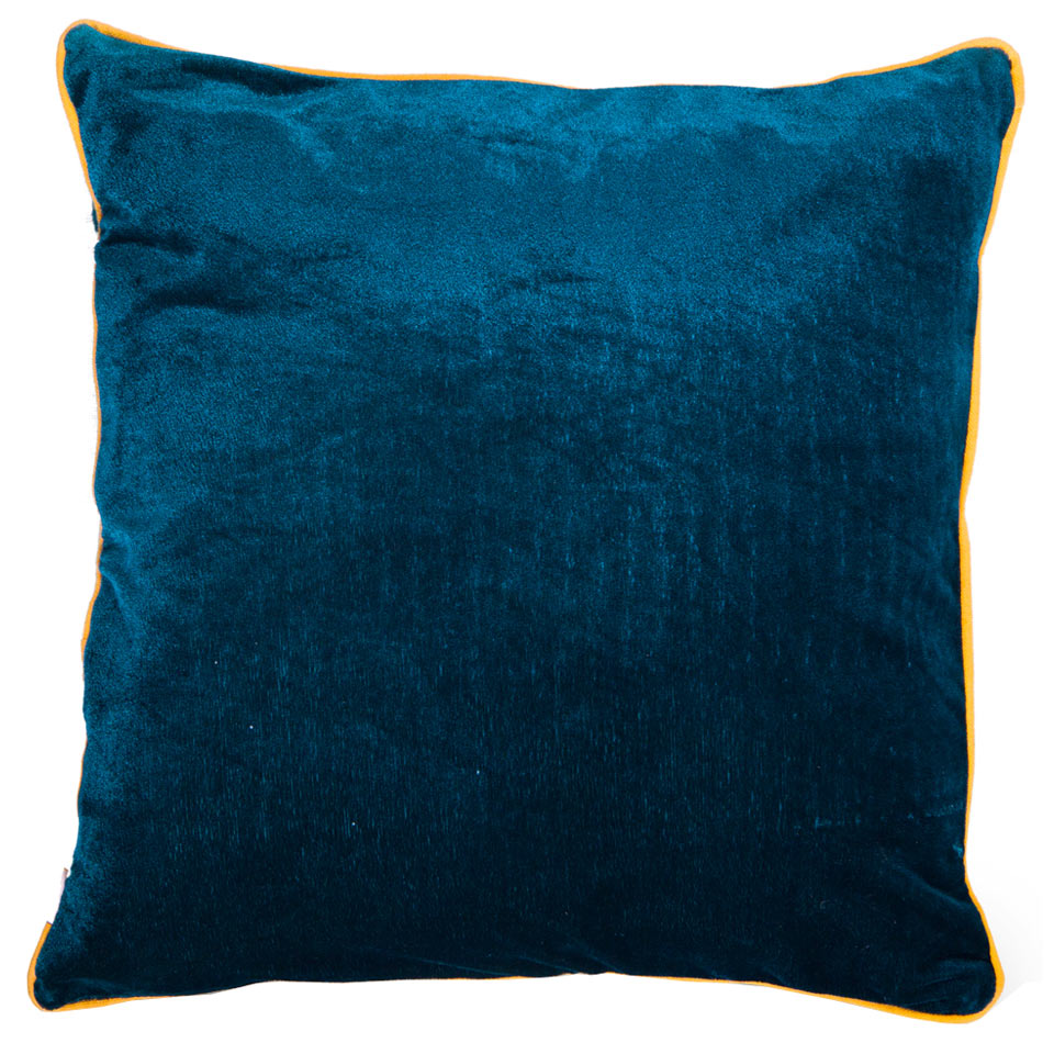 Teal green contrast piping cushion cover