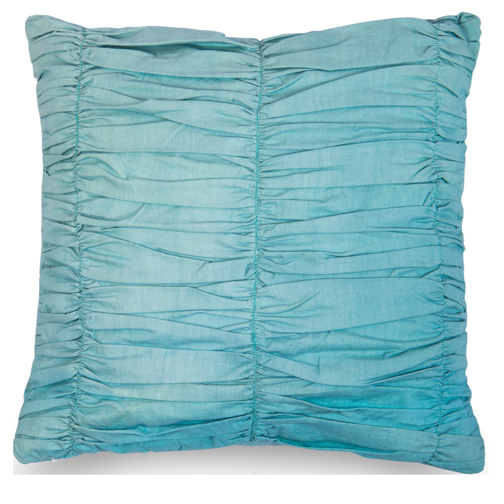 Sea green gathering cushion cover