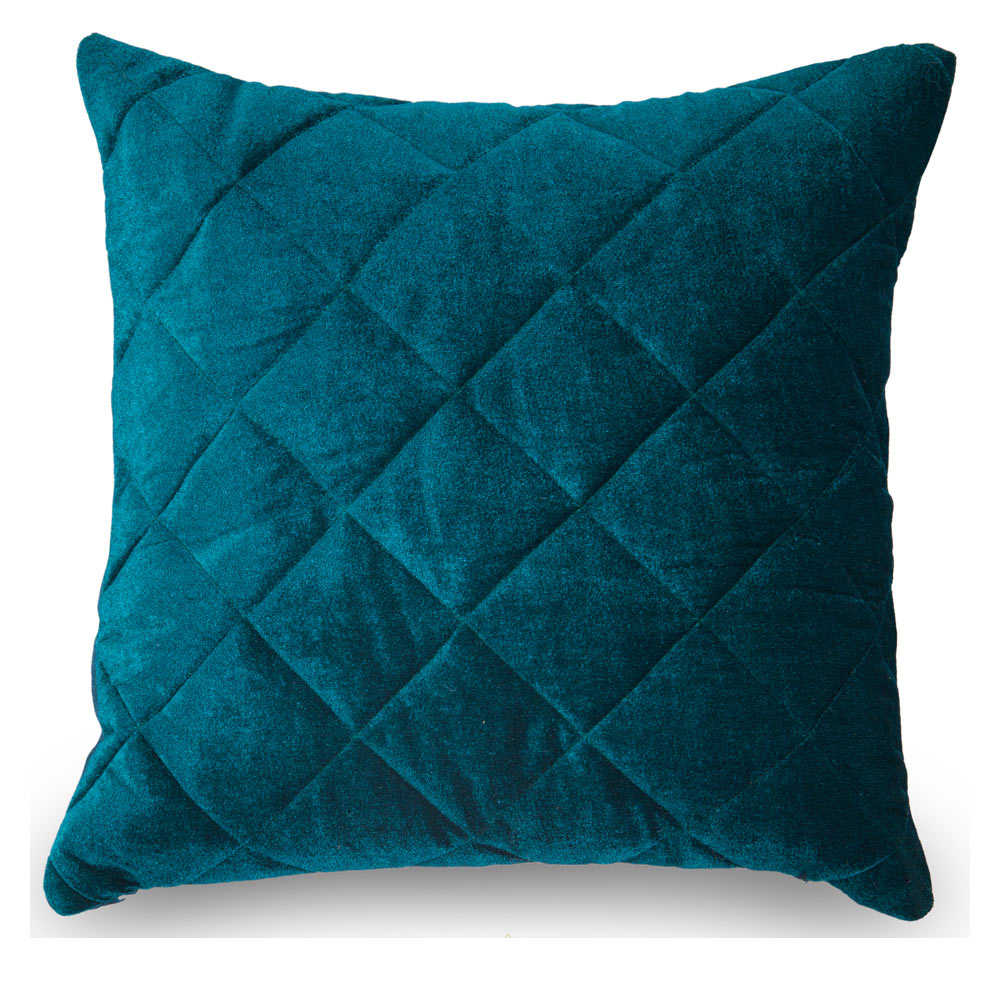 Green velvet quilted cushion cover