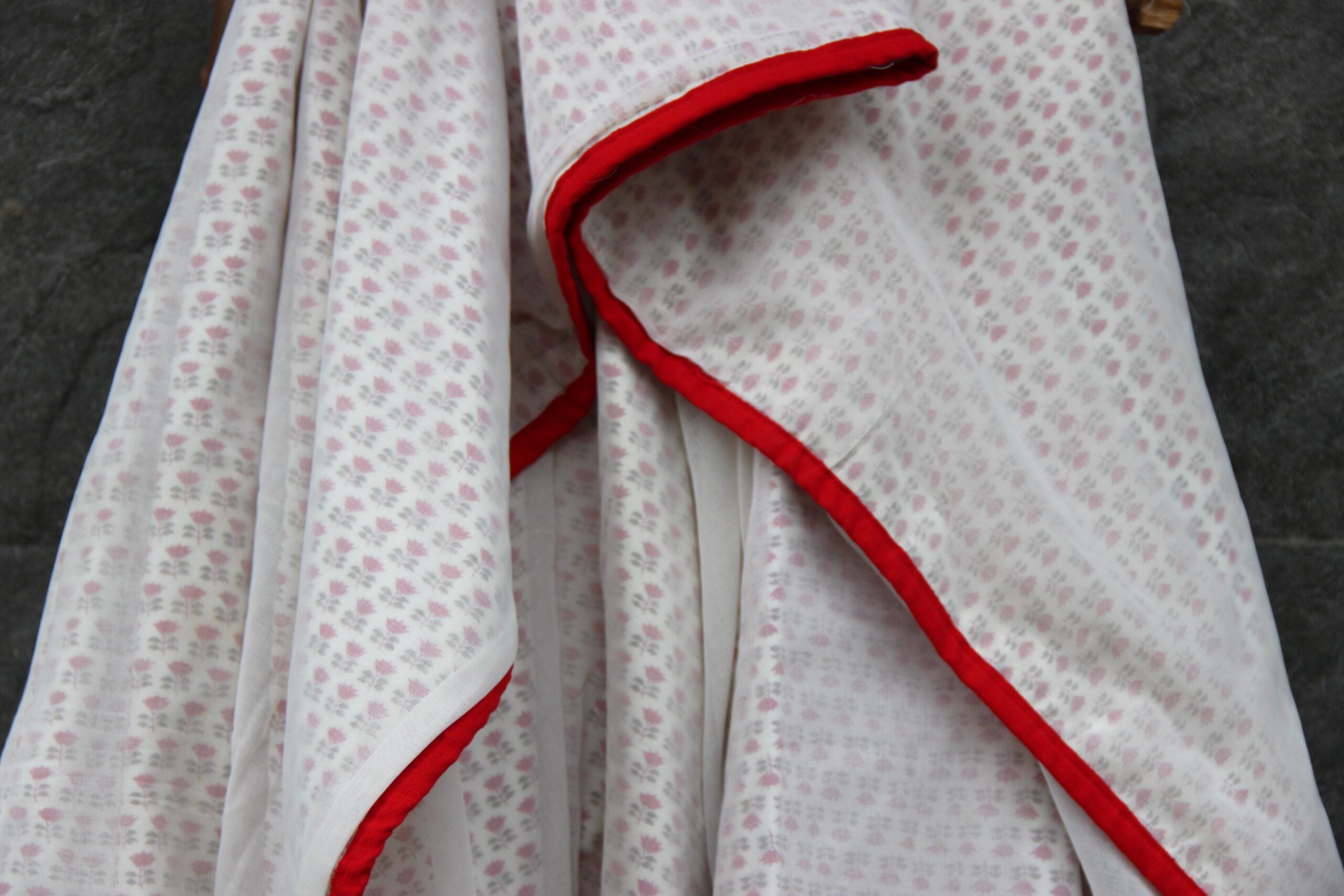 Red printed voile dohars