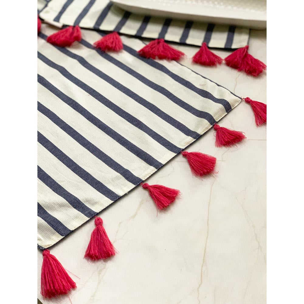 Navy Stripe Mats with Tassels (set of 2)
