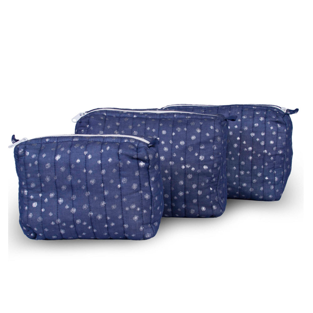 Blue star printed utility pouches (set of 3)