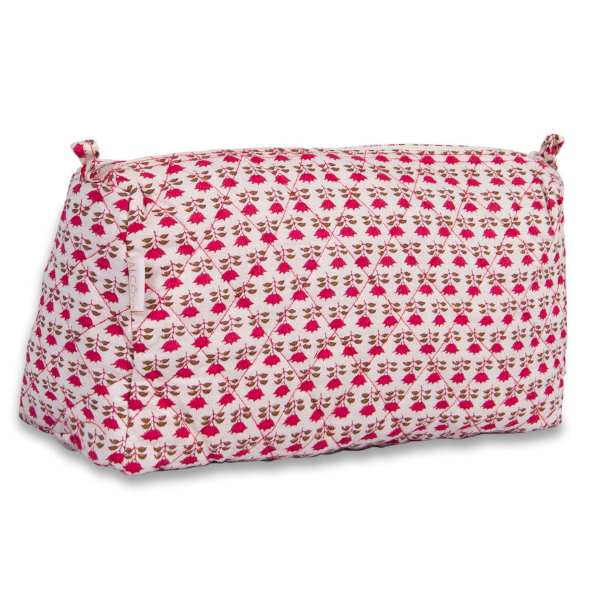 Red & white quilted travel pouch