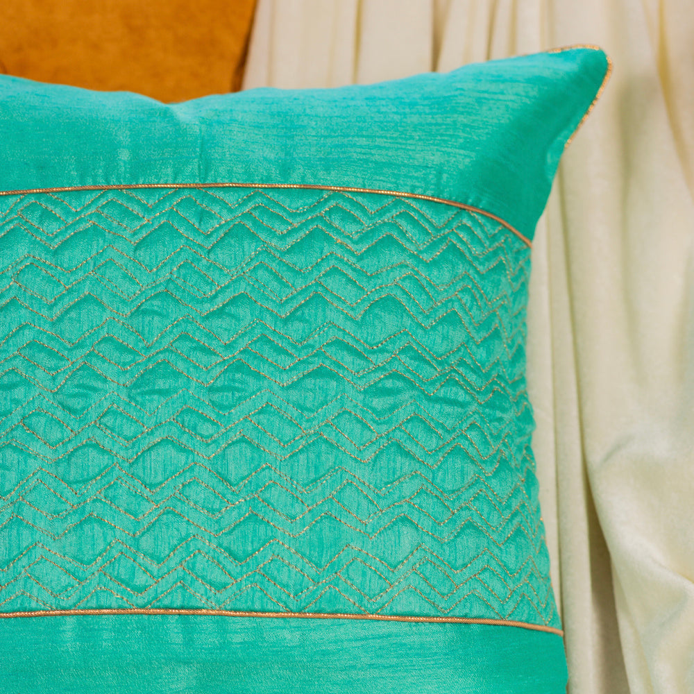 Green quilted cushion cover