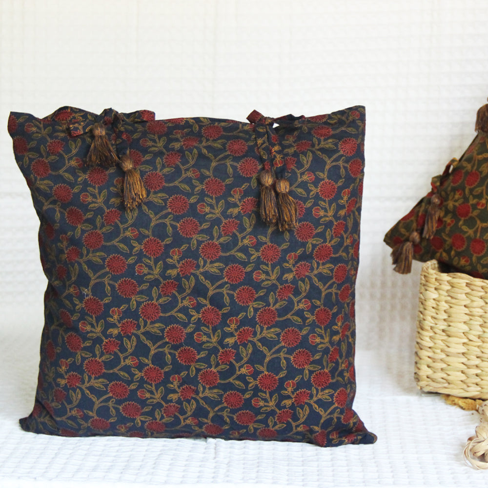 Blue Jaipur printed reversible cushion cover