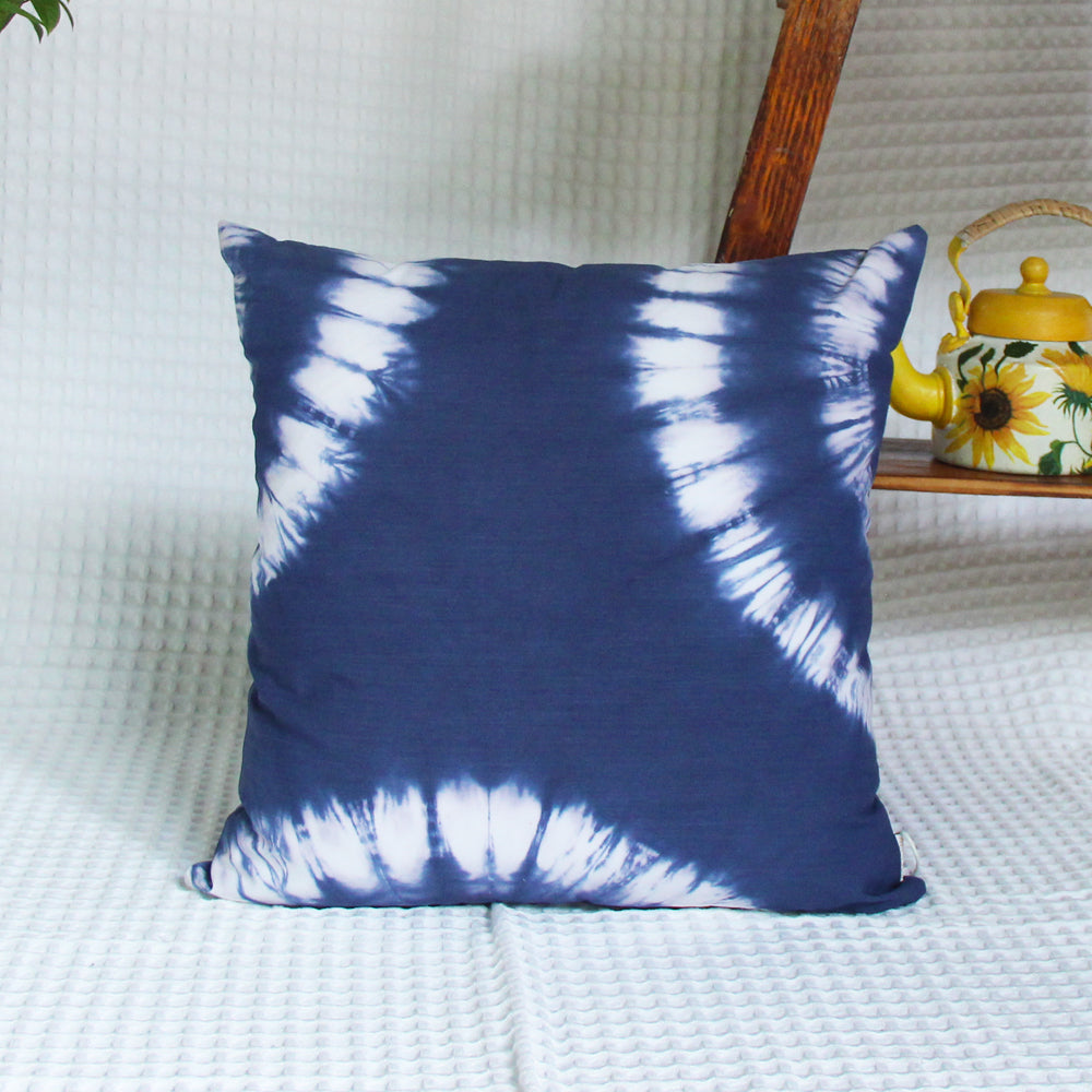 Blue shibori cushion cover