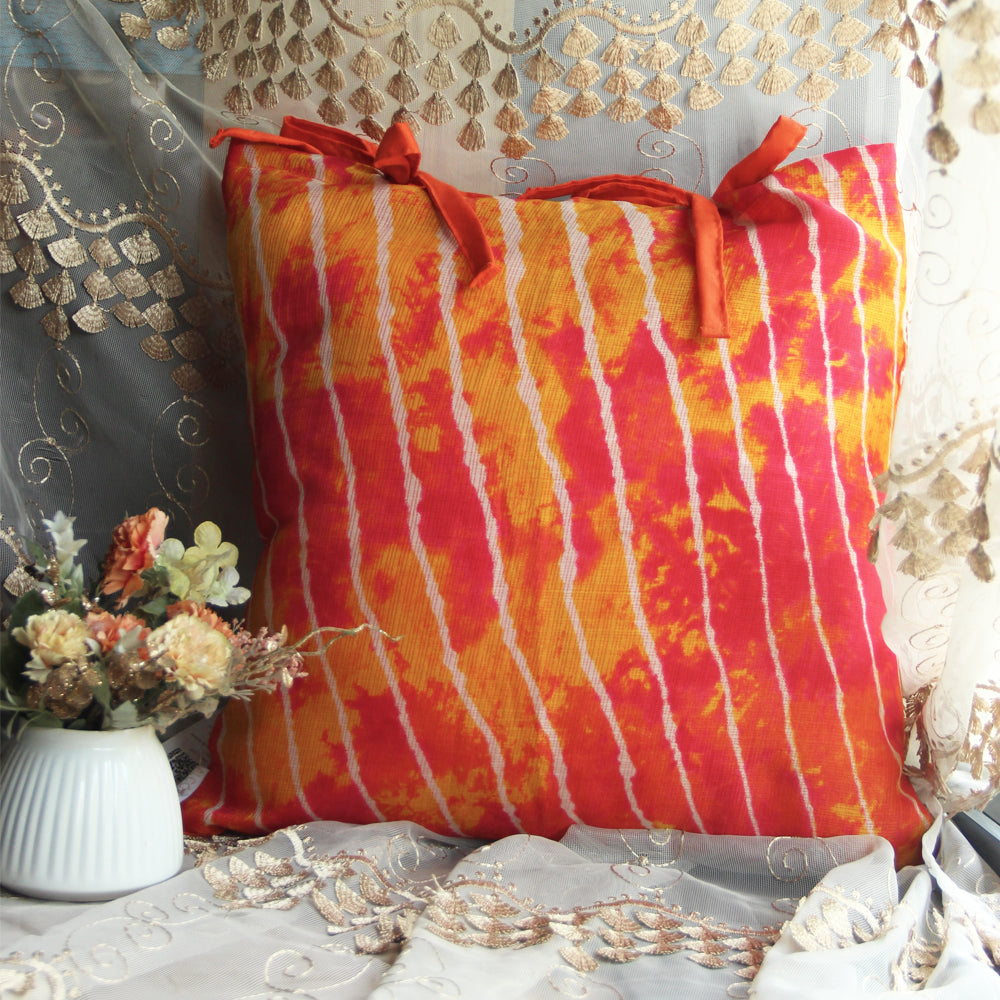Orange leheriya cushion cover