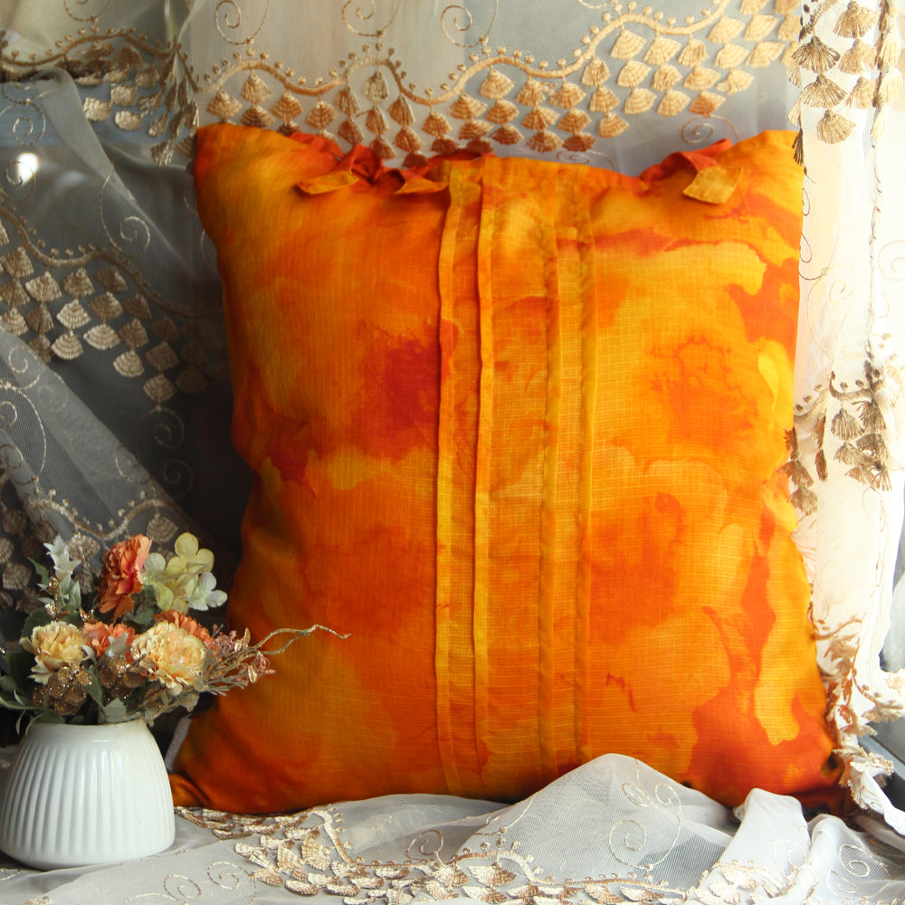 Yellow kota cotton cushion cover
