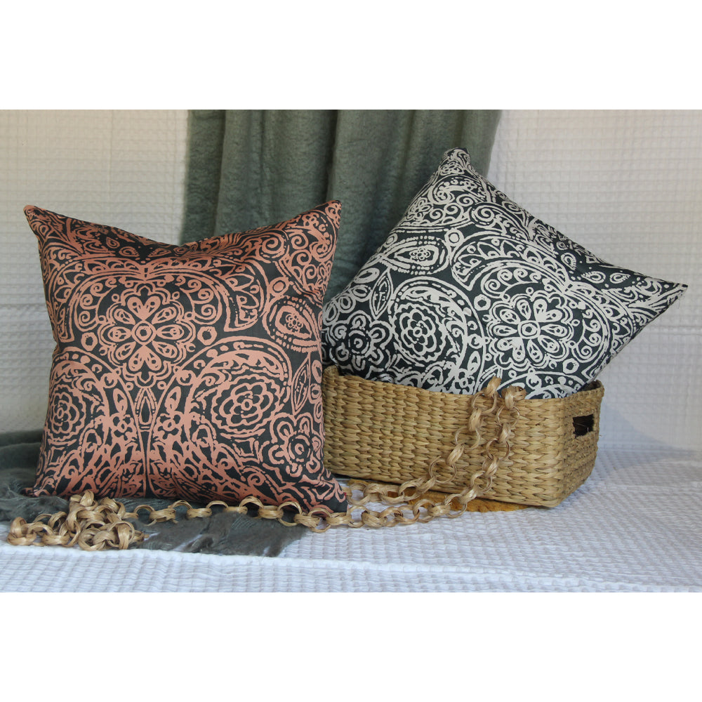 Peach Glaze Cotton Printed Reversible Cushion Cover