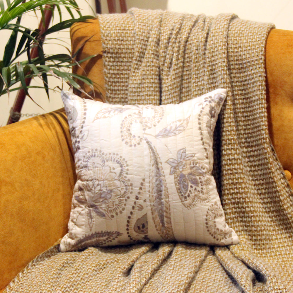 White quilted cushion cover