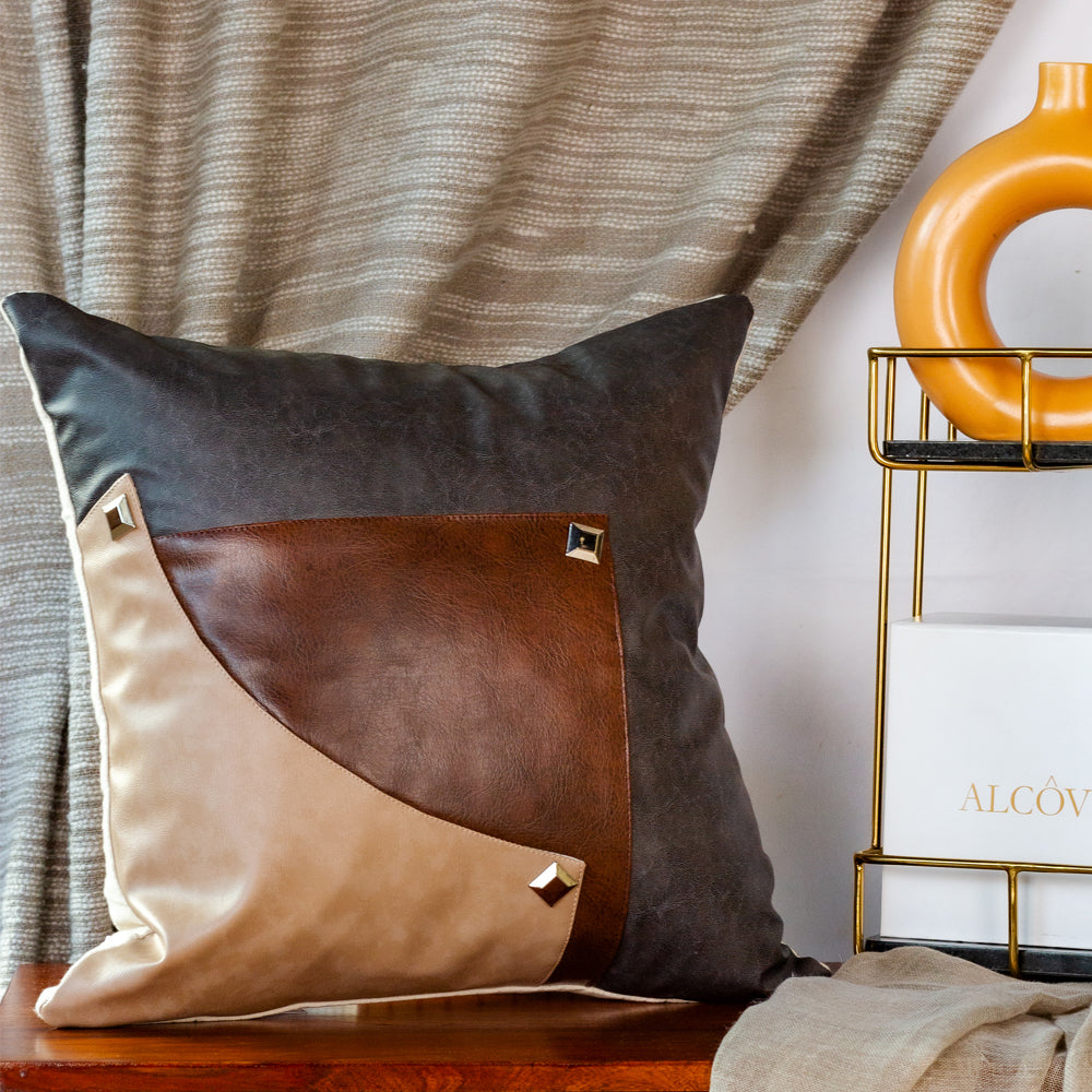 Matte Studded Leatherette Cushion Cover
