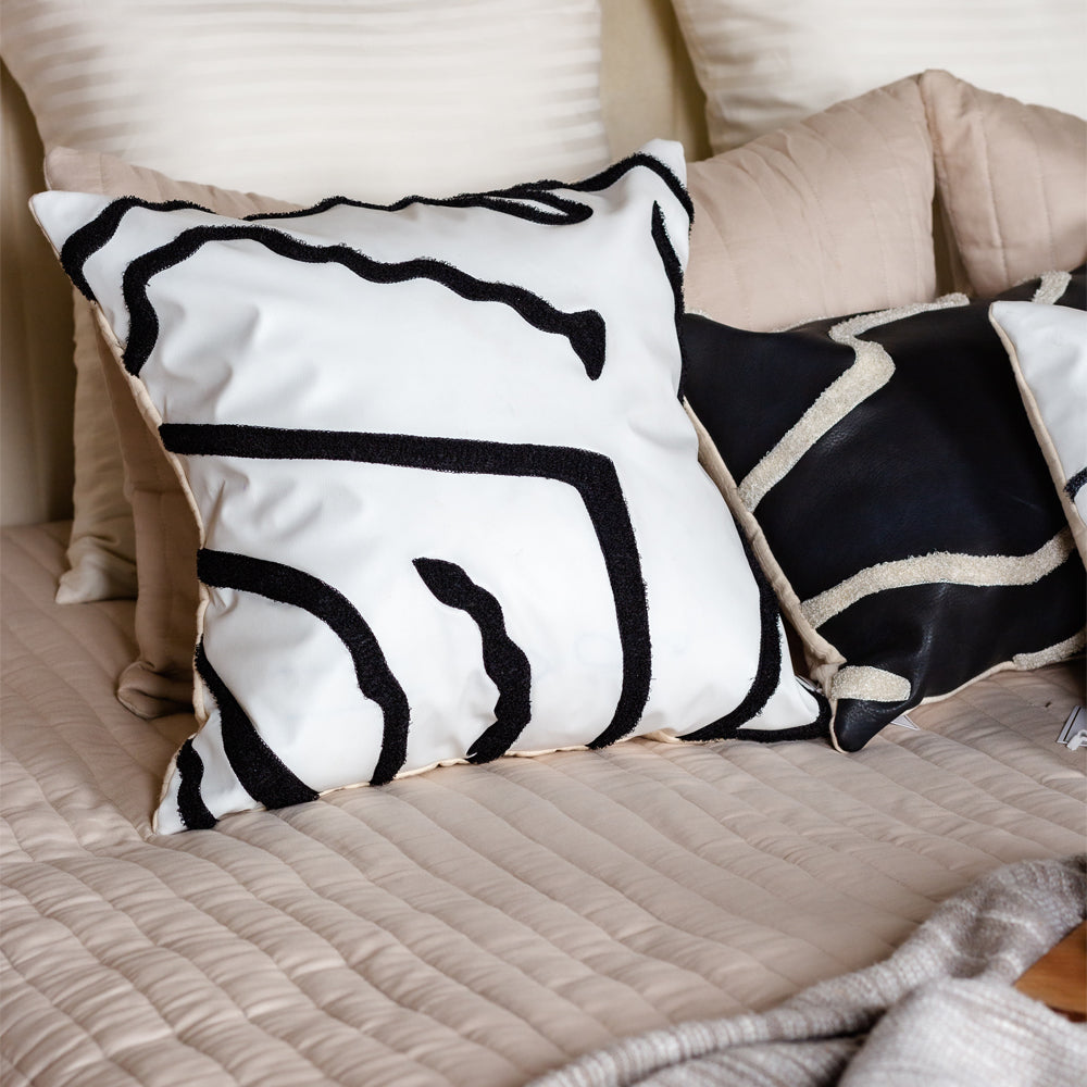 Zebstripe Embroidered Leatherette Cushion Cover