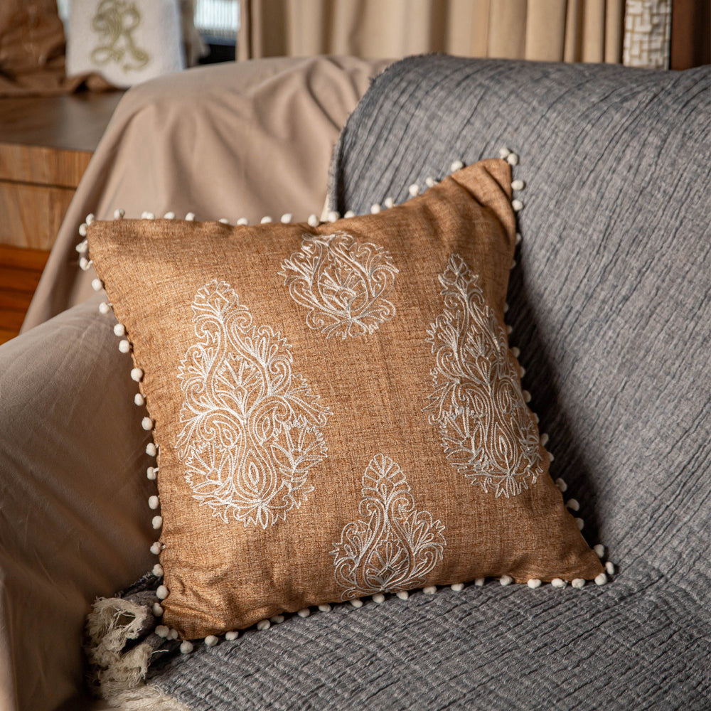 Khadi Aari Cushion Cover