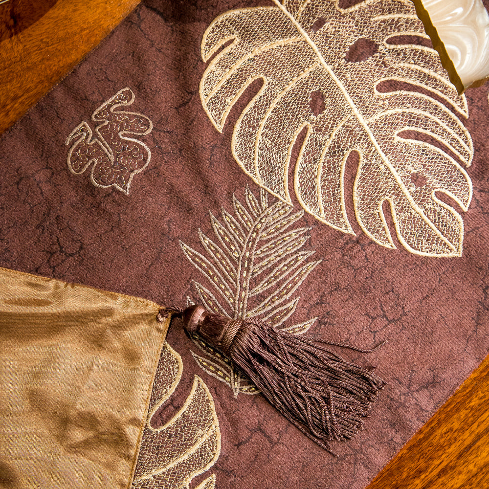 Monstera Embroidered Table Runner