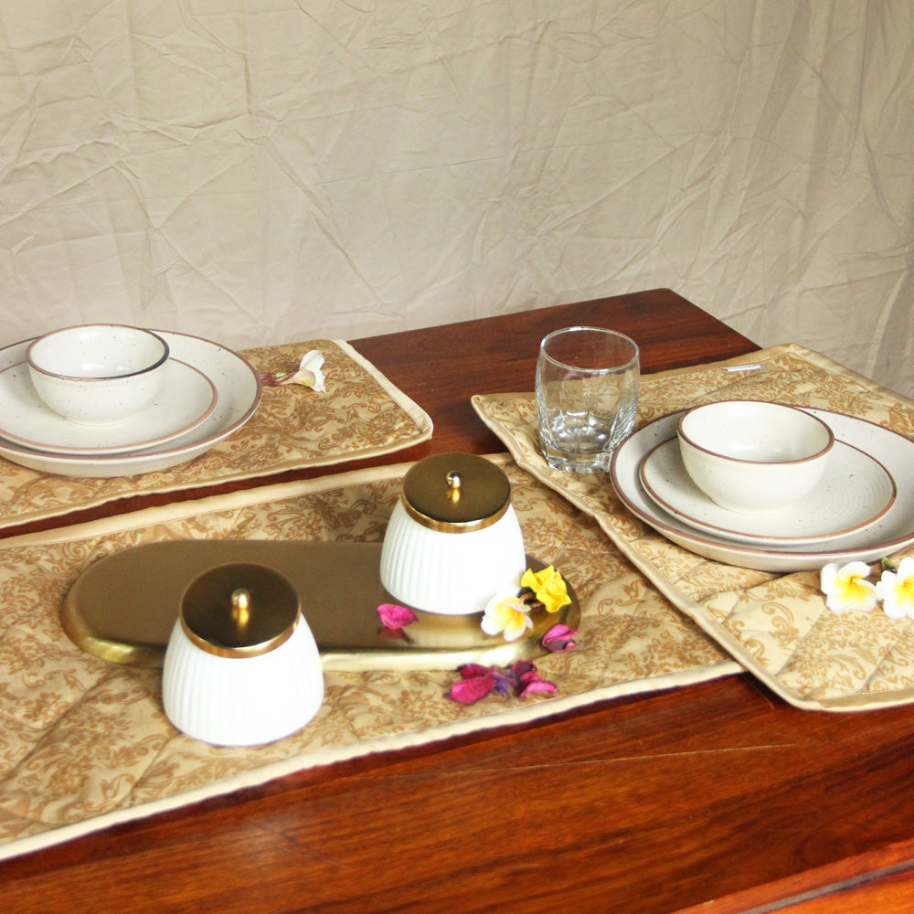 Paisley Ochre Quilted Table Linen with mats (set of 6)