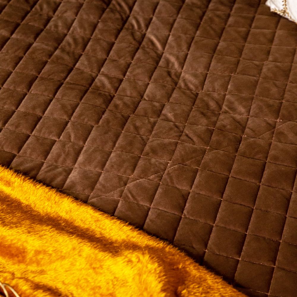 Coffee Luxurious Velvet Reversible Bedspread (set of 3)