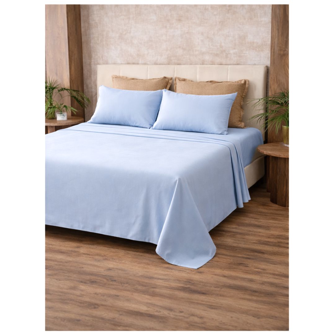 Beige Solid Cotton Bed Sheet (Set of 3)