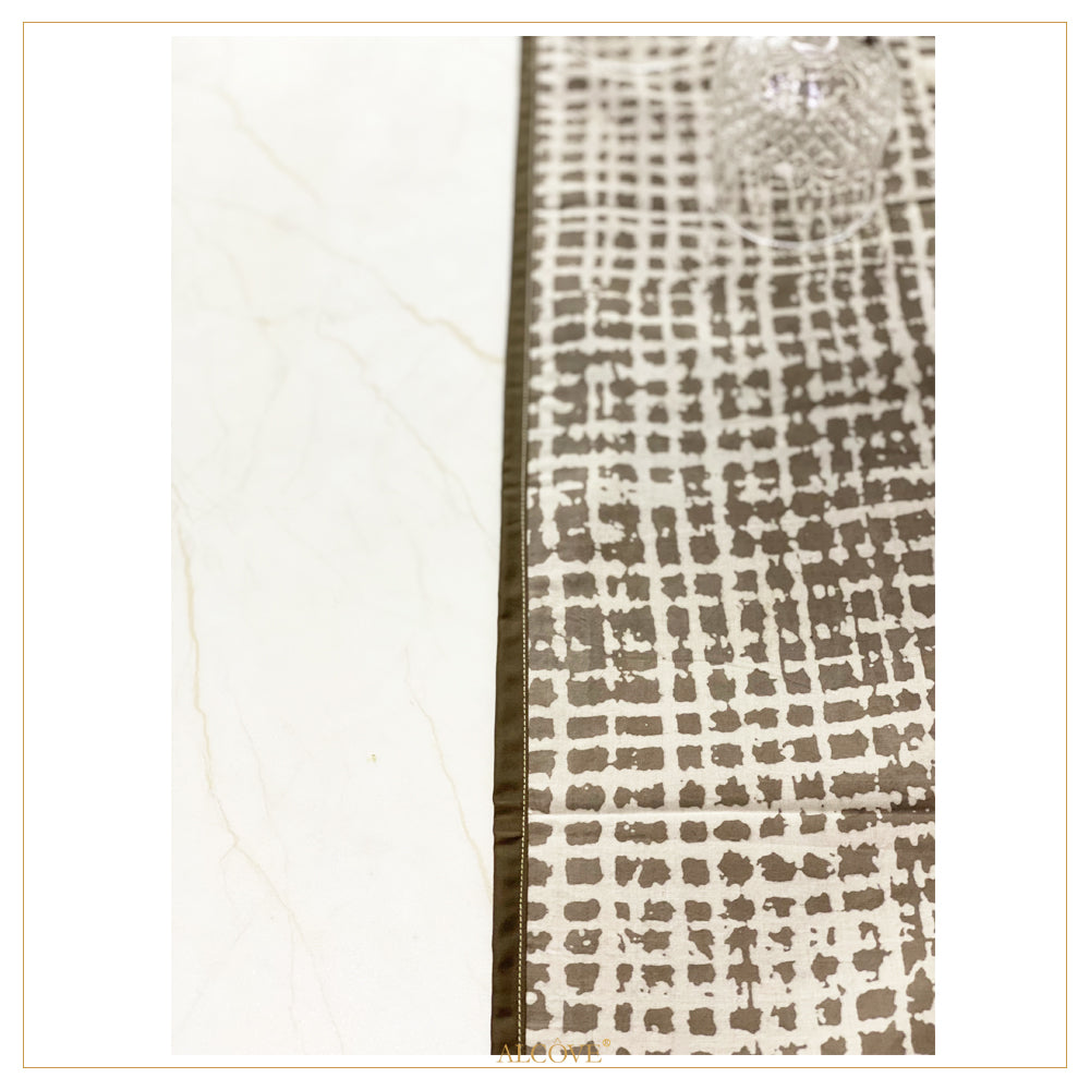 Brown Check Printed Table runner