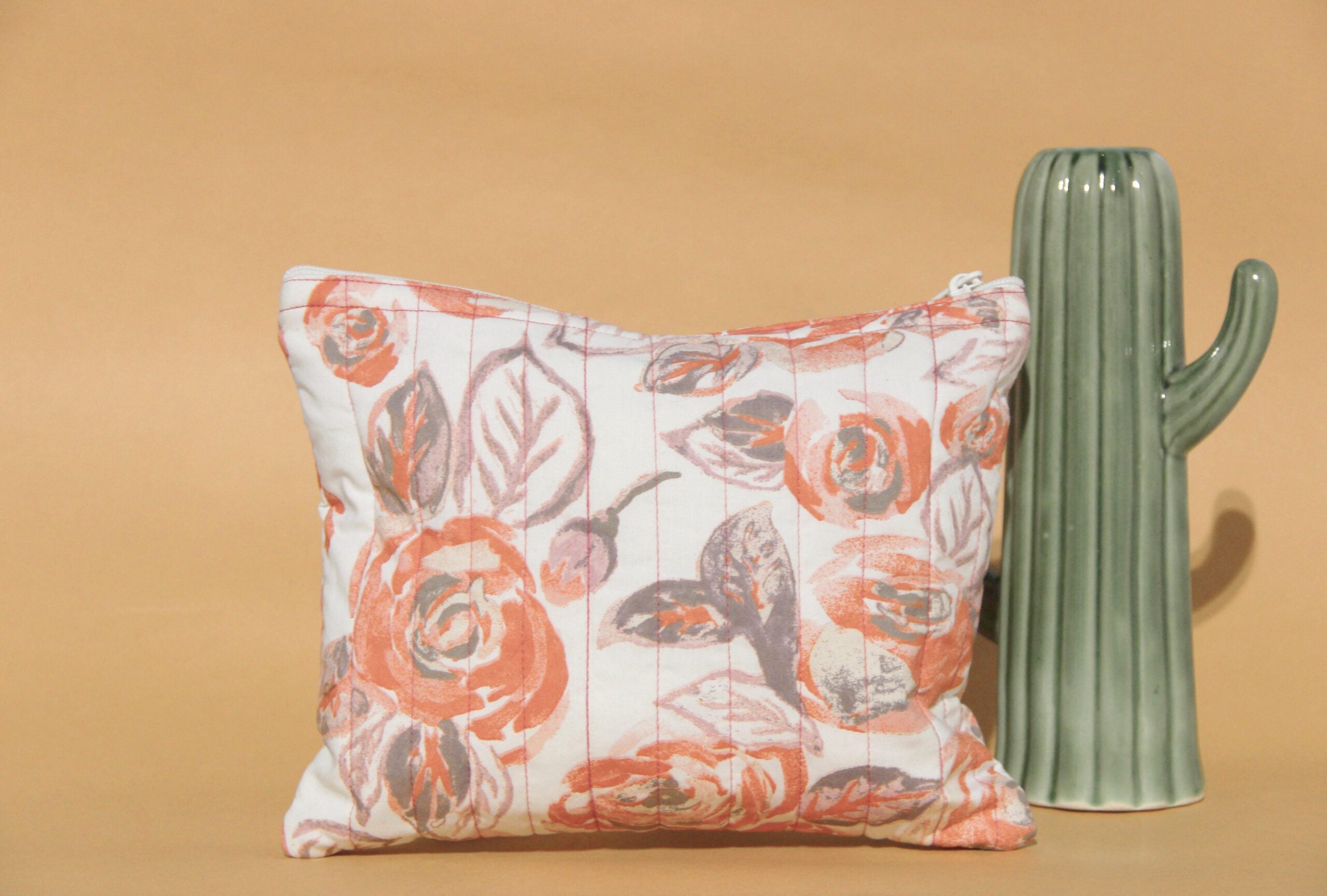 Red & orange printed utility pouch