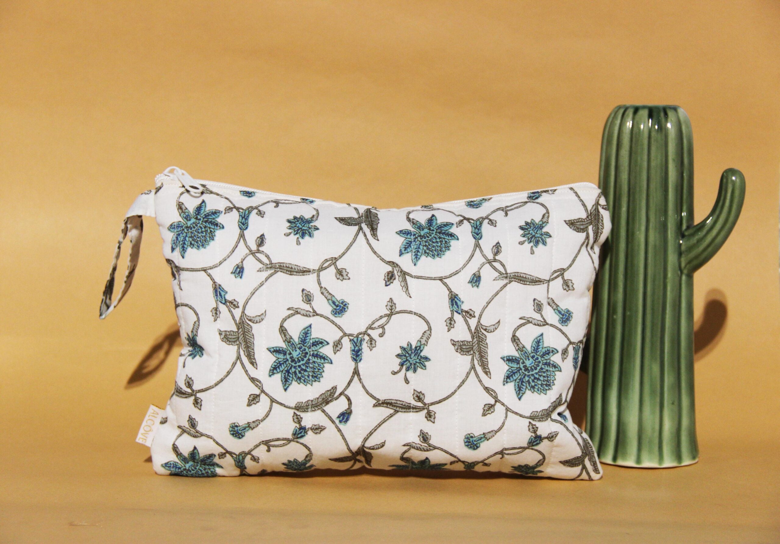 White printed utility pouch