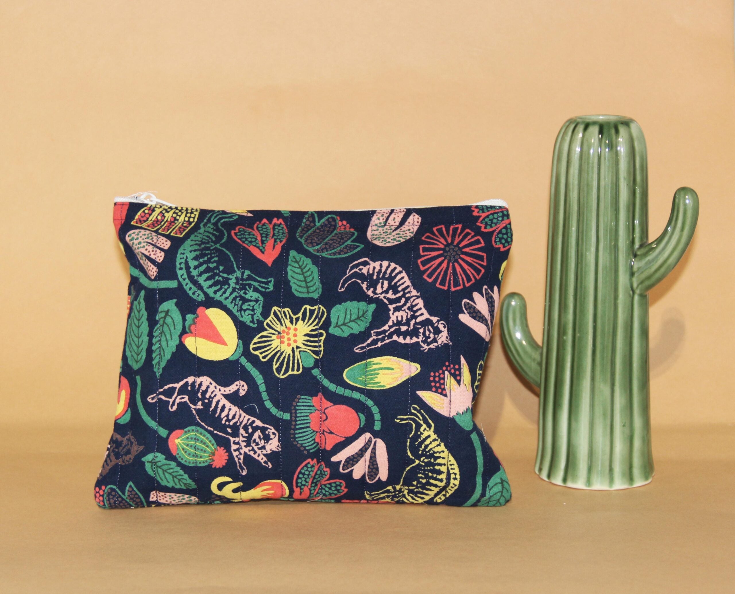 Navy printed utility pouch