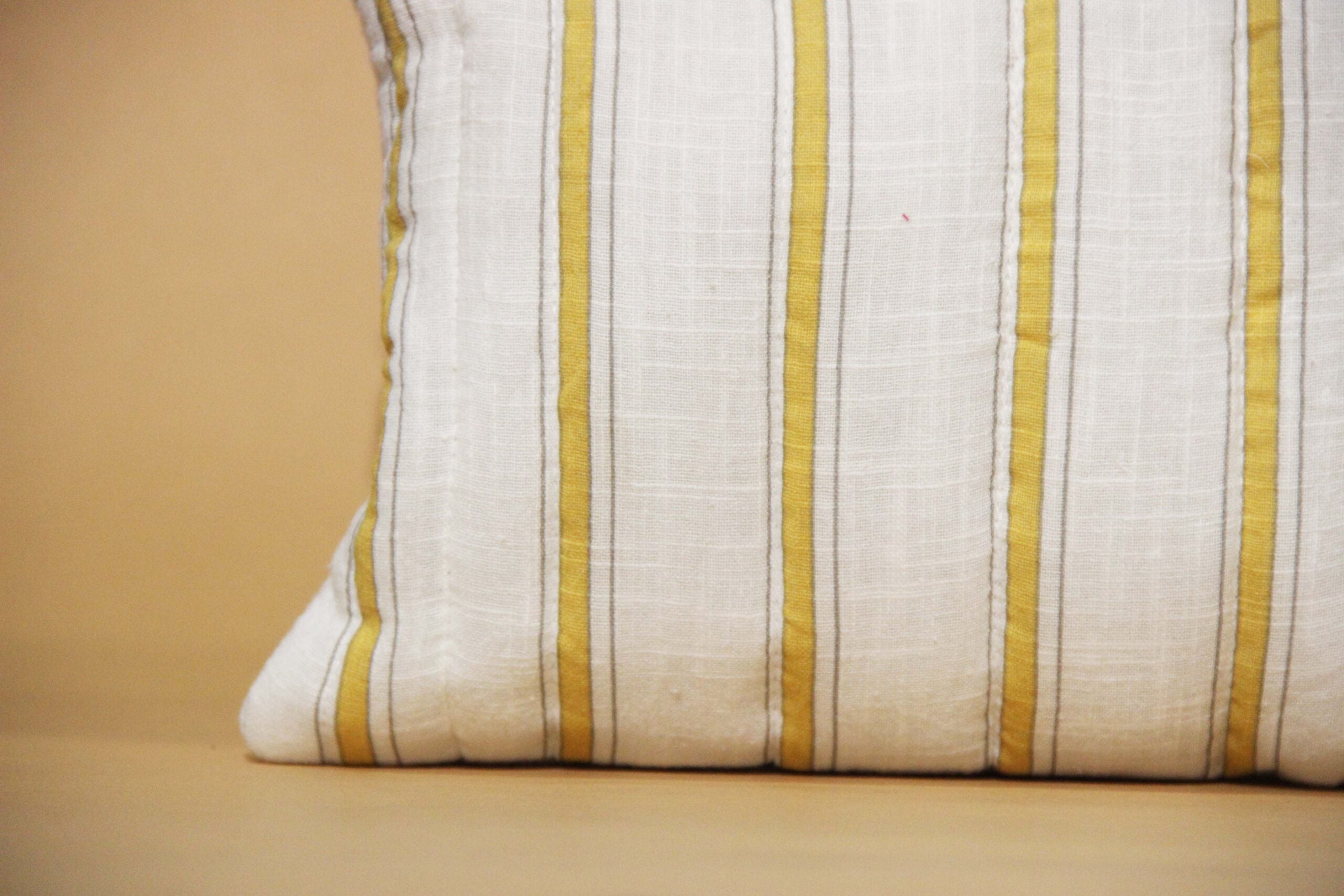 Mustard Stripes printed utility pouch