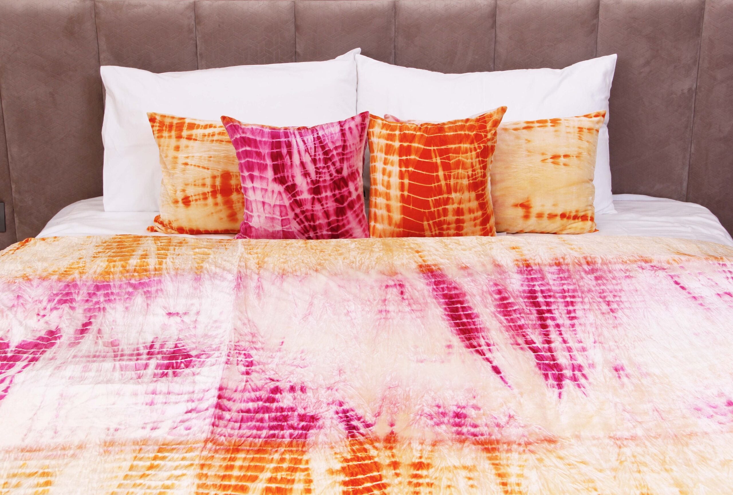 Flamingo Shibori Velvet Bedspread