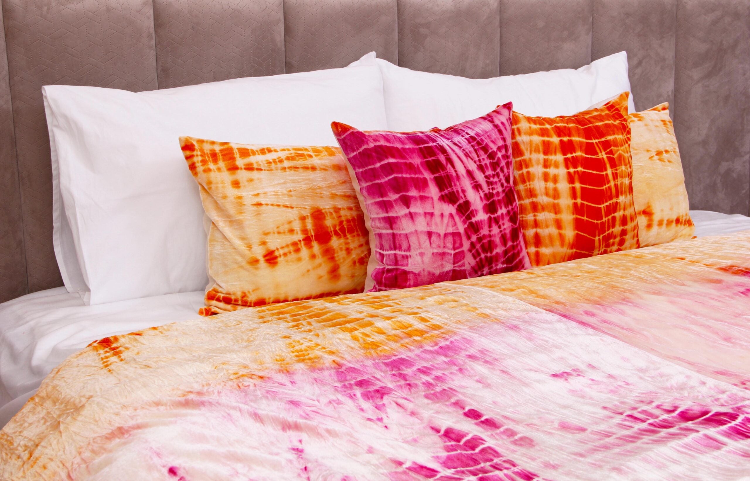 Flamingo Shibori Velvet Bedspread
