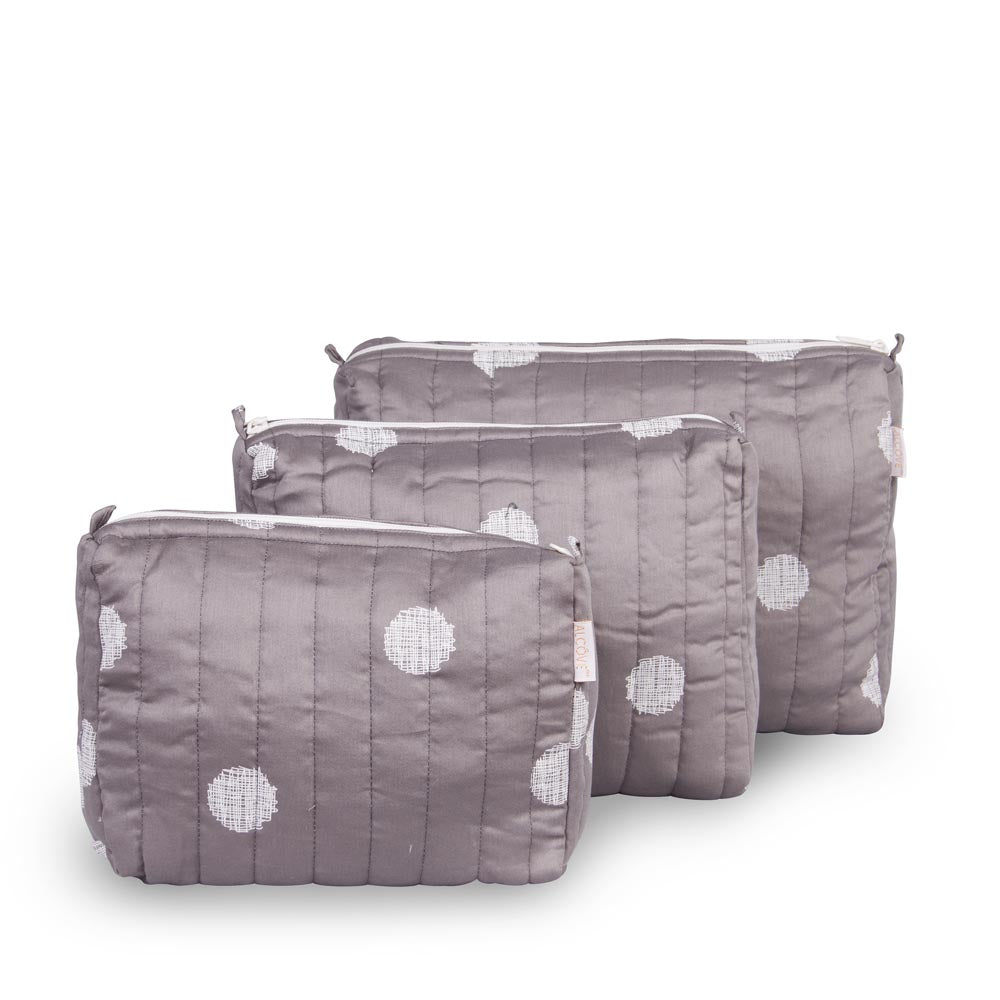Grey Dotted Utility Pouch (set of 3)