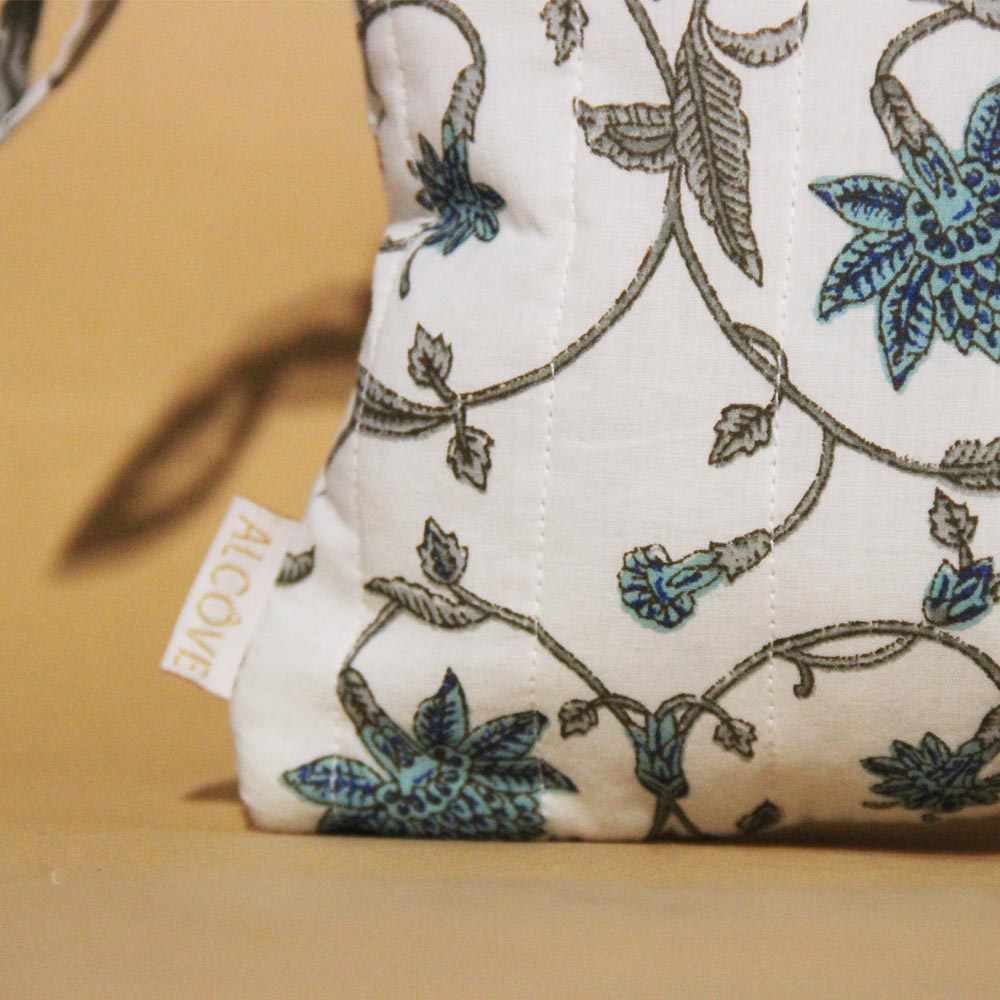 White printed utility pouch