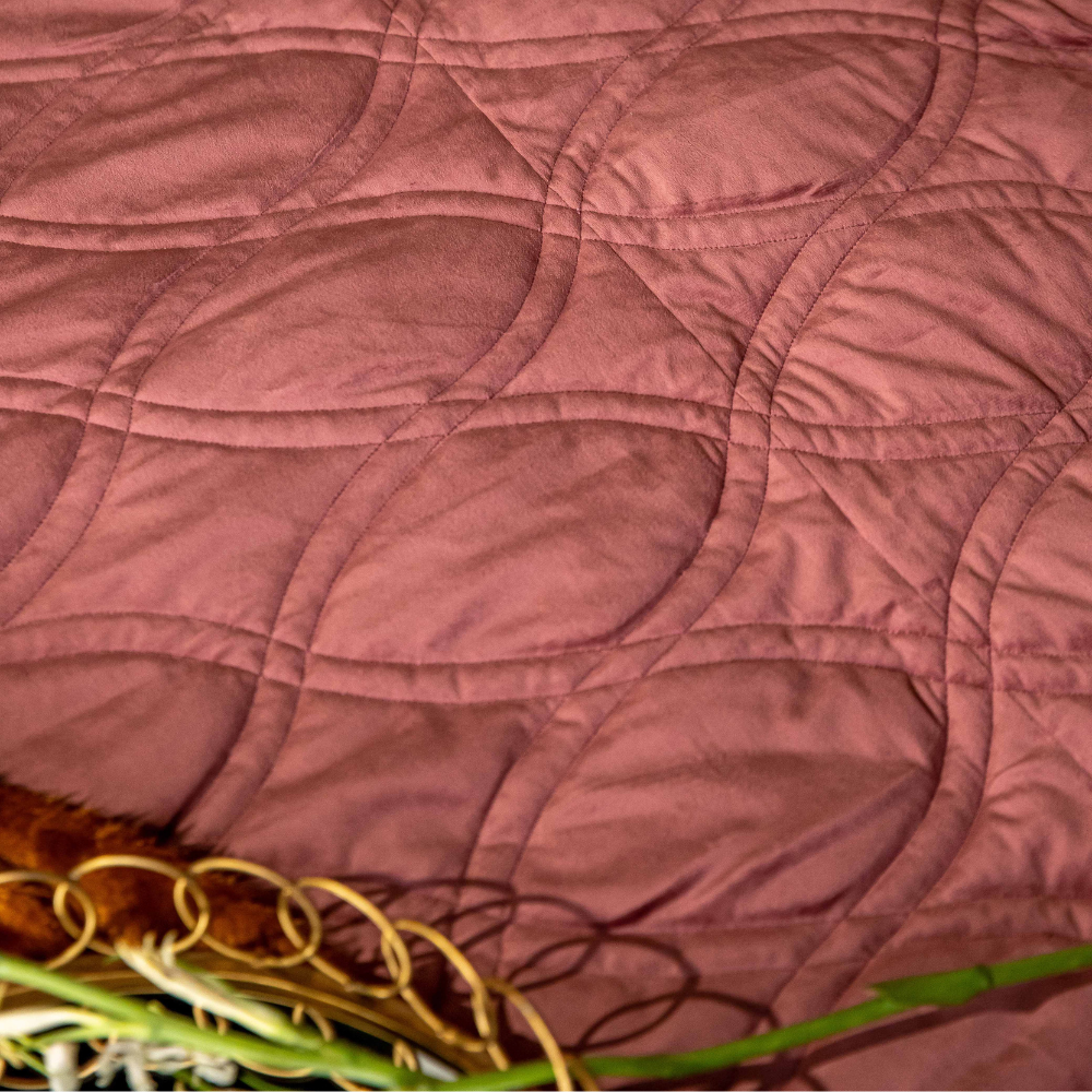 Pink Luxurious Velvet  Reversible Bedspread (set of 3)