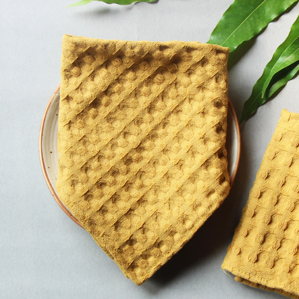 Ochre Waffle Table Napkins (set of 2)