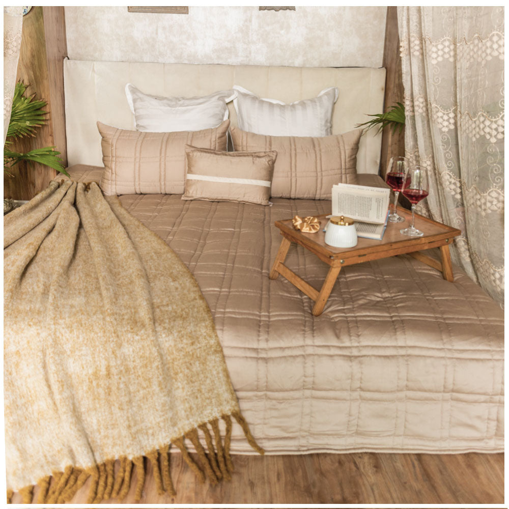 Beige Quilted Bedspread (Set Of 5)