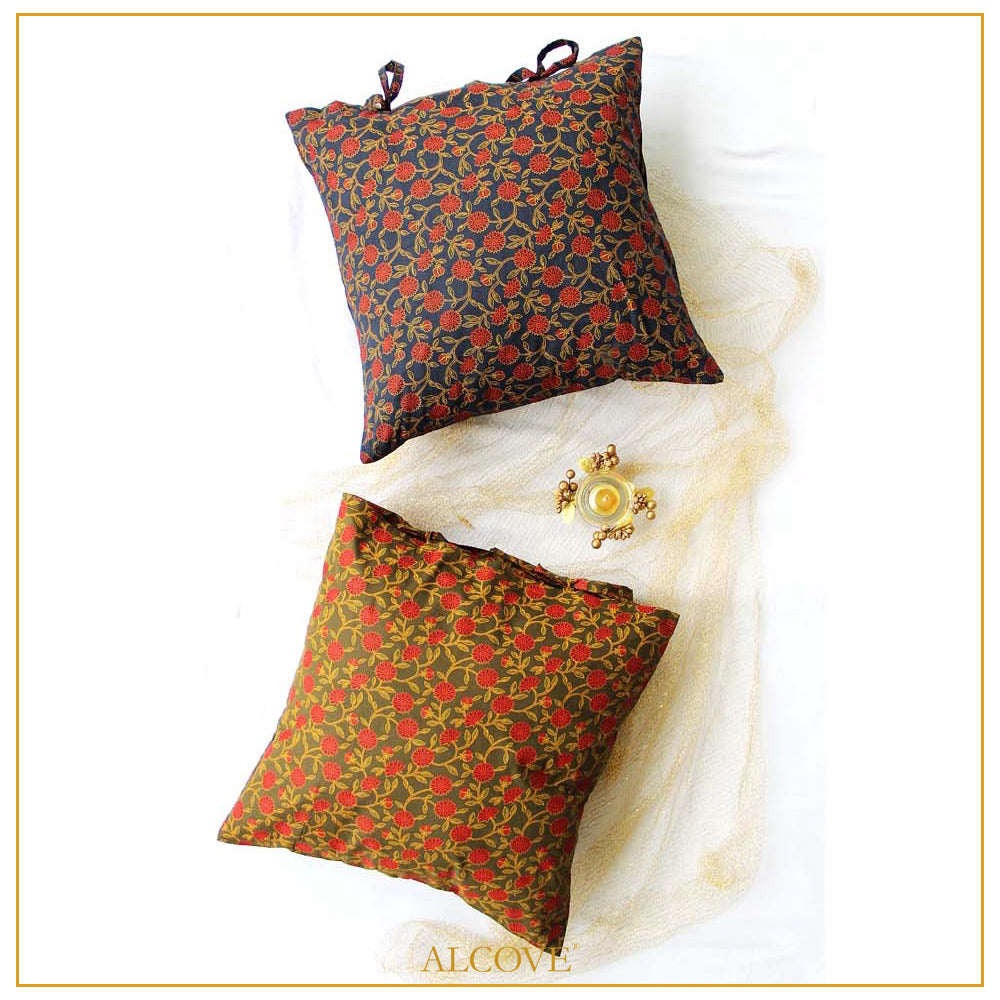 Blue Jaipur printed reversible cushion cover