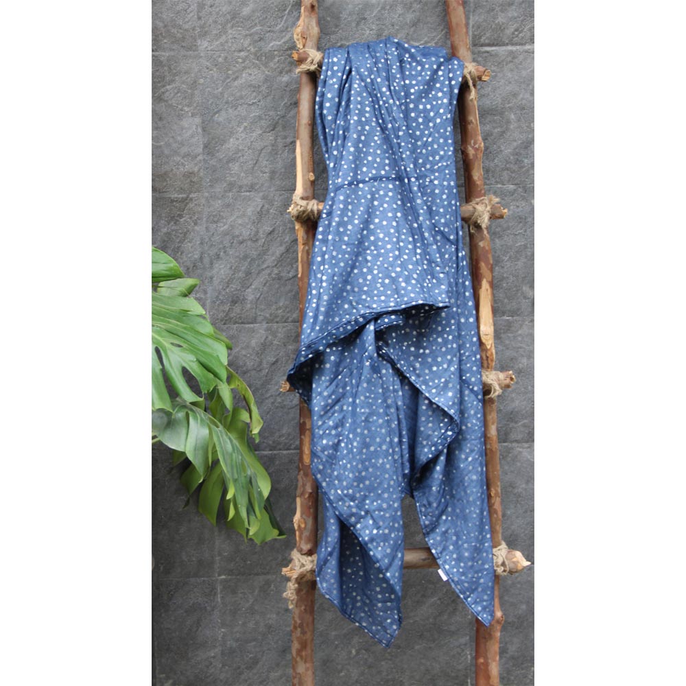 Blue & silver printed dohars