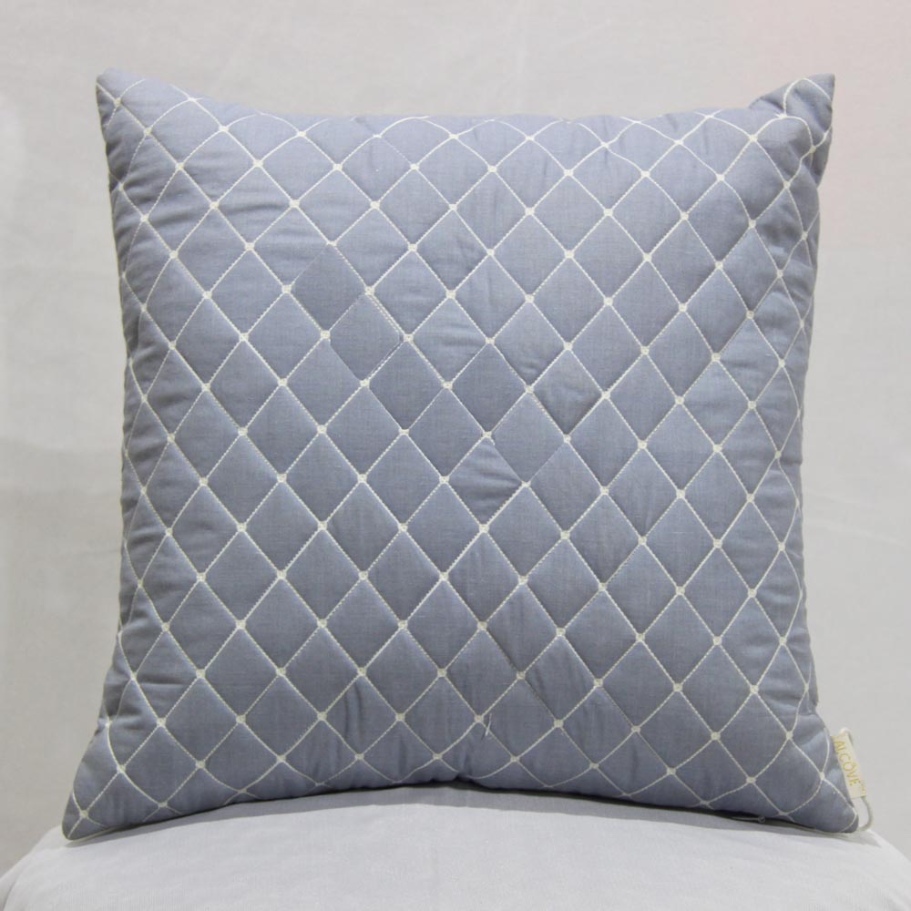 Blue Cotton Quilted Cushion Cover